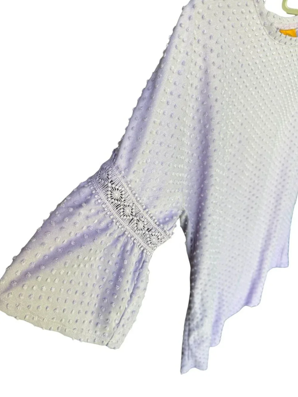 Ruby Rd Lavender Swiss Dot Blouse XS | Bell Sleeve Boho Cottagecore Top